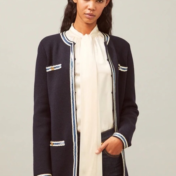Tory Burch Sequin Trim Kendra Coat NWT S $698 - Picture 4 of 10